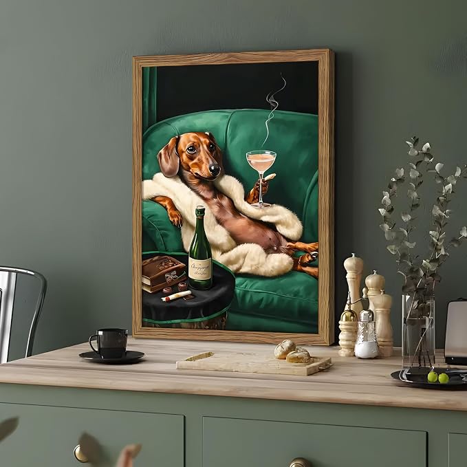 Framed Funny Dachshund Wall Art, Playful Dog Canvas Print - Image 8