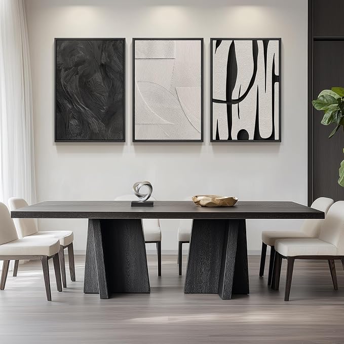 Large Framed Black and White Abstract Wall Art - Image 8