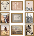 Western Desert Cowboy Posters Wall Art Set of 9, Boho Western Ranch Canvas Wall by Unknown