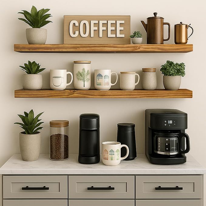 Rustic Floating Shelves 48 inch Long 8 inch deep Set of 2, Solid Wood Wall - Image 5