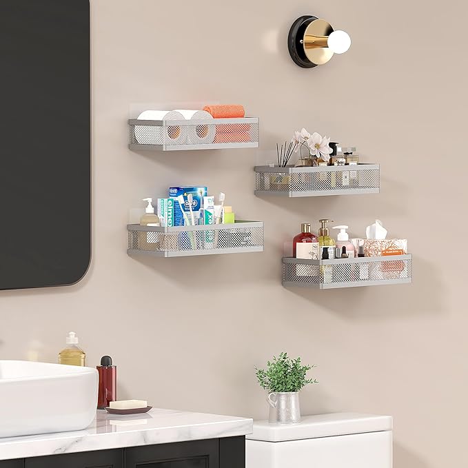 PUSDON Mesh Shower Caddy Wall Mount, Heavy Duty Adhesive Bathroom Shelf - Image 8