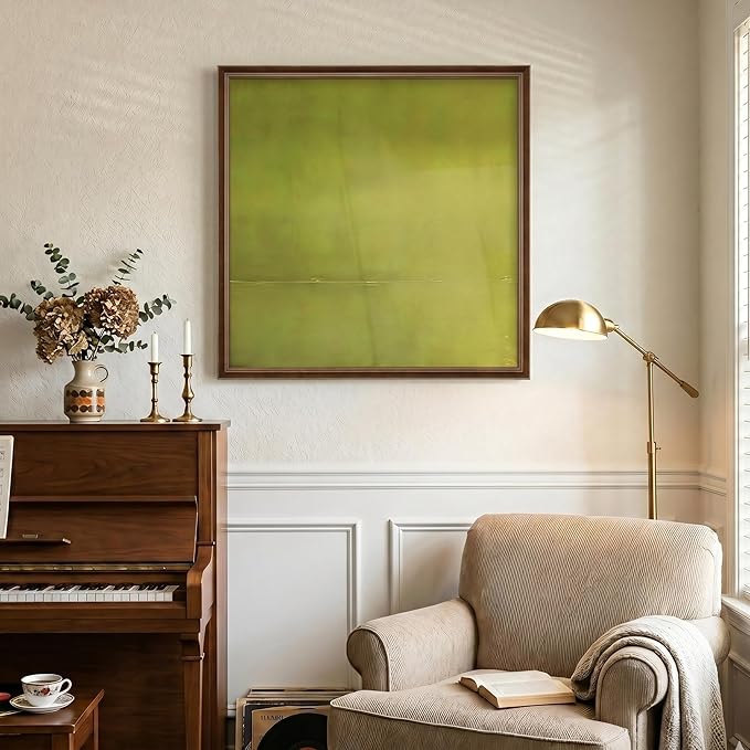 Vintage Framed Green Abstract Wall Art, Modern Sage Green Canvas Prints Artwork - Image 7