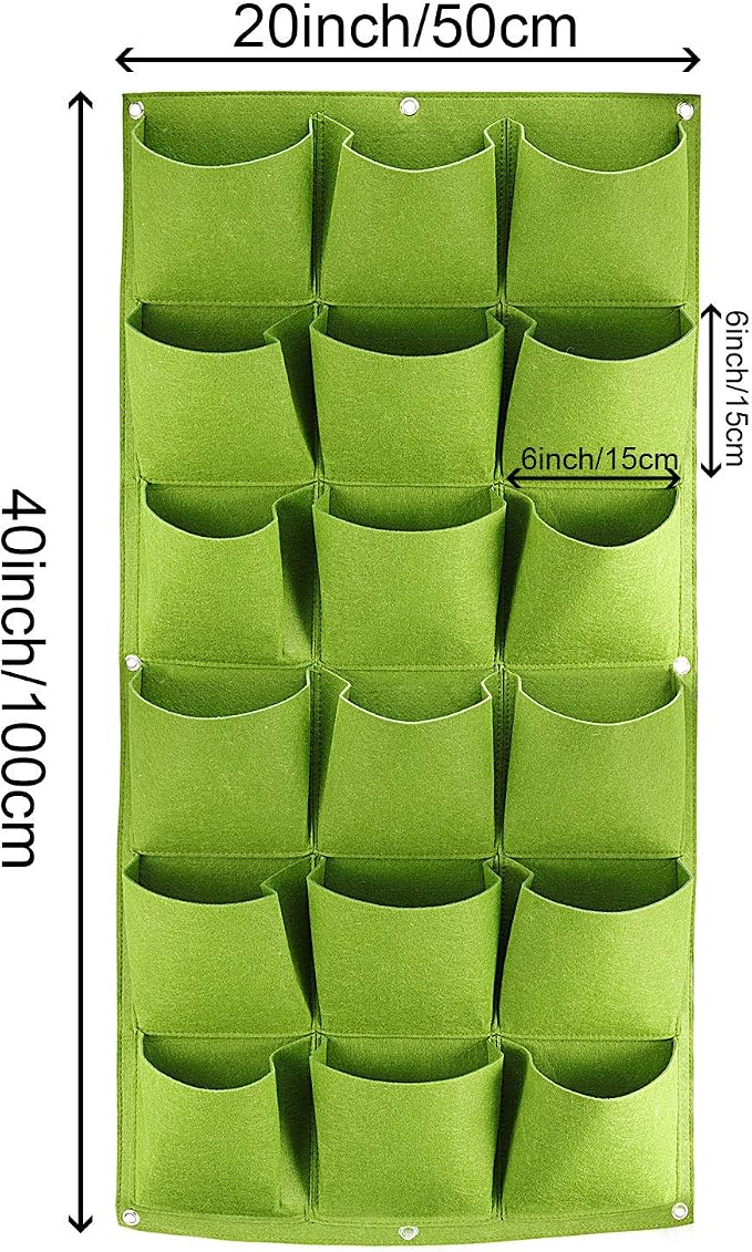 ZOENHOU 2 Pack Total 36 Roomy Pockets Green Vertical Garden Planter, - Image 2