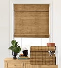 LazBlinds No Tools No Drill Cordless Bamboo Roman Shades, Privacy Blinds by LazBlinds