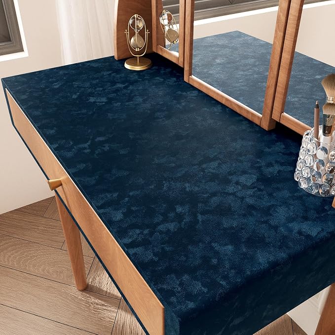 Wallercity Blue Velvet Fabric Wallpaper Peel and Stick Floral Blue Flocking - Image 6