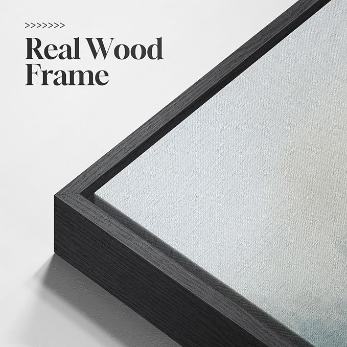 Large Framed Abstract Landscape Wall Art, 3 Piece Blue Watercolor Canvas Prints - Image 5
