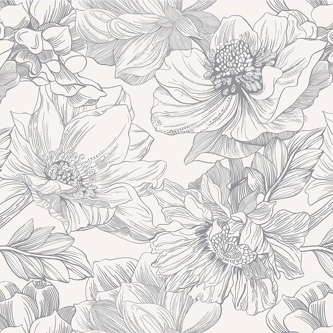 Ismoon Vintage Floral Wallpaper Peel and Stick Boho Beige and Gray Contact by Ismoon