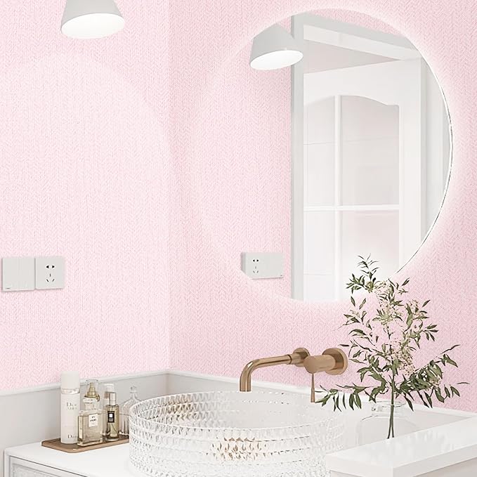Pink Peel and Stick Wallpaper Textured Contact Paper Removable Wall Paper - Image 5