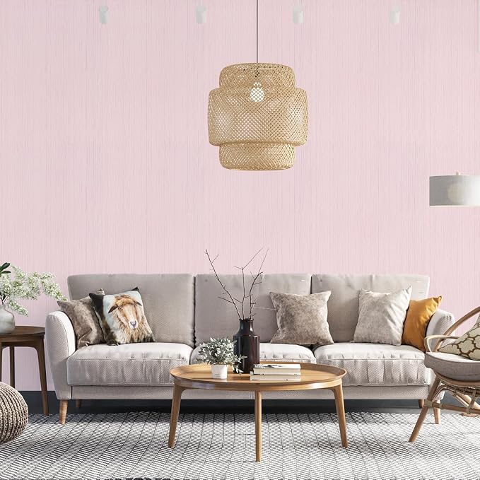 Pink Grasscloth Peel and Stick Wallpaper A Set of 23.6" X 120" Self-Adhesive - Image 5