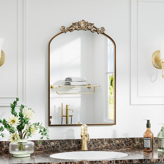 Dewfig Antique Arched Wall Mirror - Image 5