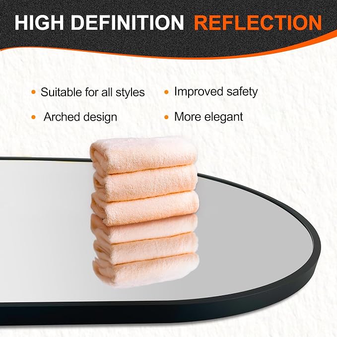 Bathroom Mirror for Wall, Metal Framed Vanity Mirror - Image 6