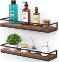 Meangood Floating Shelves Wall Mounted Set of 2, Rustic Wood Wall Storage by Meangood