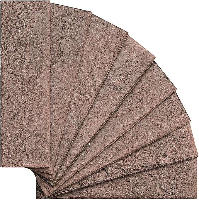 2 Red/Brown Thin Brick Wall Tiles, Clay Manufactured Faux Brick Veneers - Image 3