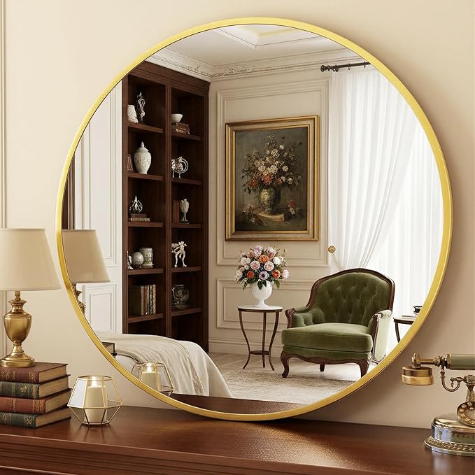 Antok 30 Inch Round Mirror for Wall, Round Bathroom Mirror, Circle Wall Mirrors by AntokMirror