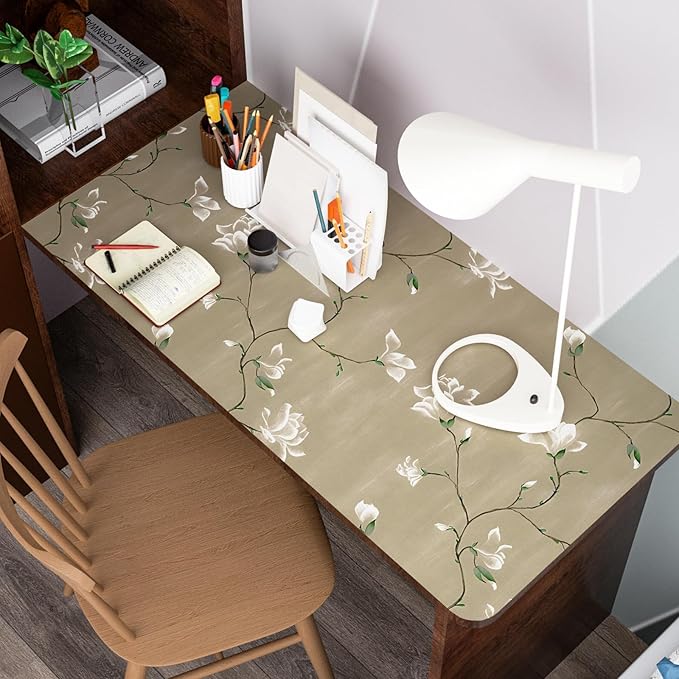 Laatse Floral Wallpaper Peel and Stick 17.5" x 393" Khaki Floral Contact Paper - Image 6
