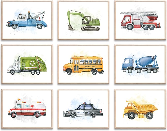 uniro Construction Room Decor for Boys, Truck Wall Art Print for Boys Room Decor by uniro