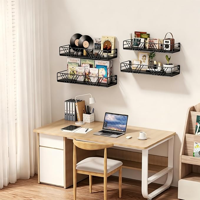 Floating Shelves for Wall, 4 Sets Rustic Wall Mounted Shelves - Image 6