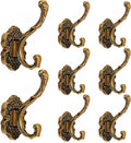 Zonon 8 Pcs Antique Gold Wall Hooks Set Vintage Coat & Towel Hooks by Zonon