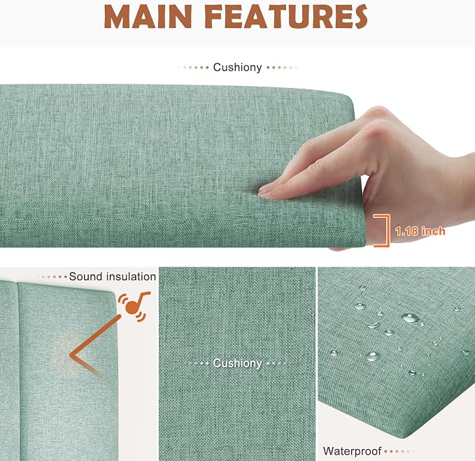 IFNOW Upholstered Wall Mounted Headboard, 3D Soundproof Wall Panels Peel and - Image 2