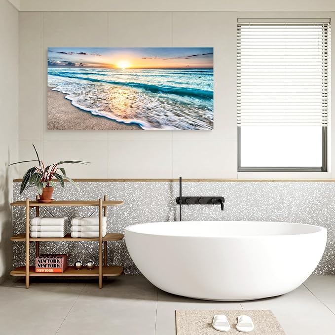 Baisuart S02298 Canvas Prints Wall Art Beach Sunset Ocean Waves Nature Pictures - Image 6