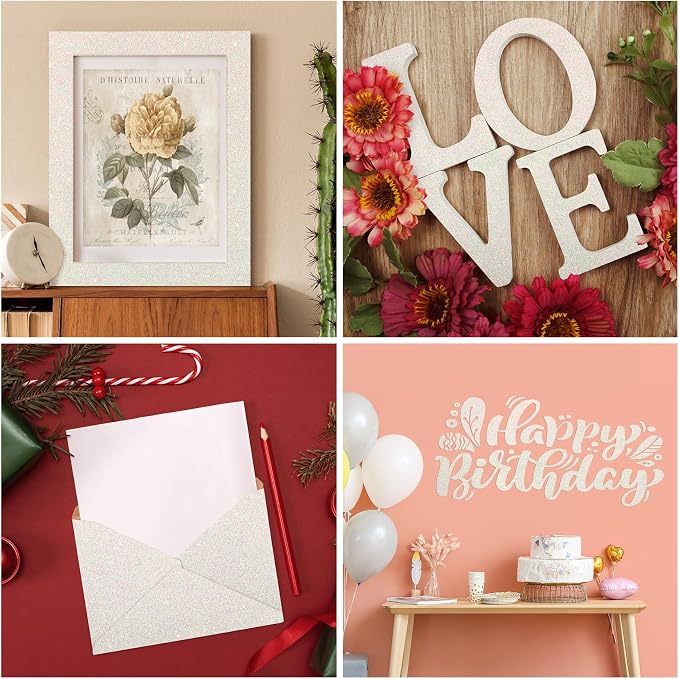 CRE8TIVE Off-White Glitter Wallpaper Border Peel and Stick Wall Border Glitter - Image 5