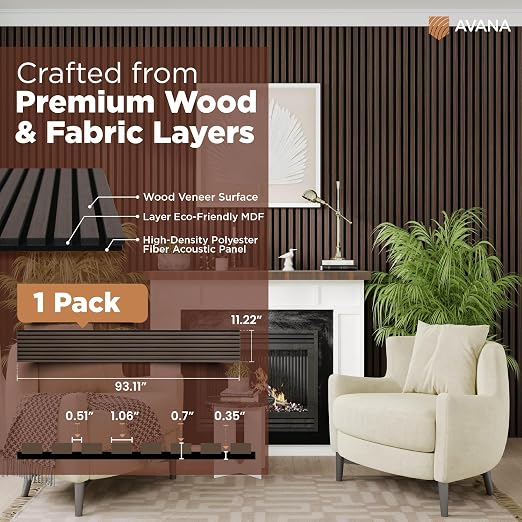 Avana Acoustic Wood Wall Panels – 93.2x11.25 Inch Panels – Fits 94x12 Layout – - Image 4