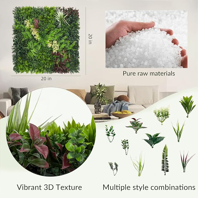 Artificial Grass Wall Boxwood Plant Panel: 20"x20" UV Resistant Green Leaves - Image 2