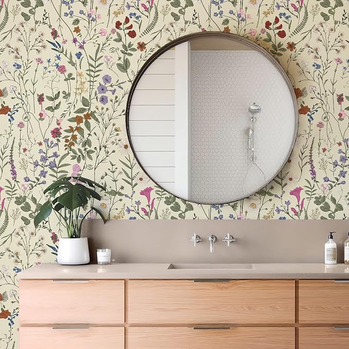 JiffDiff Floral Wallpaper Peel and Stick- 1181" x 17.3" Farm Floral Wall Paper - Image 6