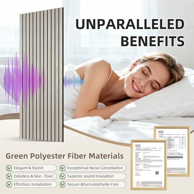 TO-TH Wood-Look Acoustic Panel, 4 Pack 47.2” x 23.6” Soundproof Wall Panels - Image 3