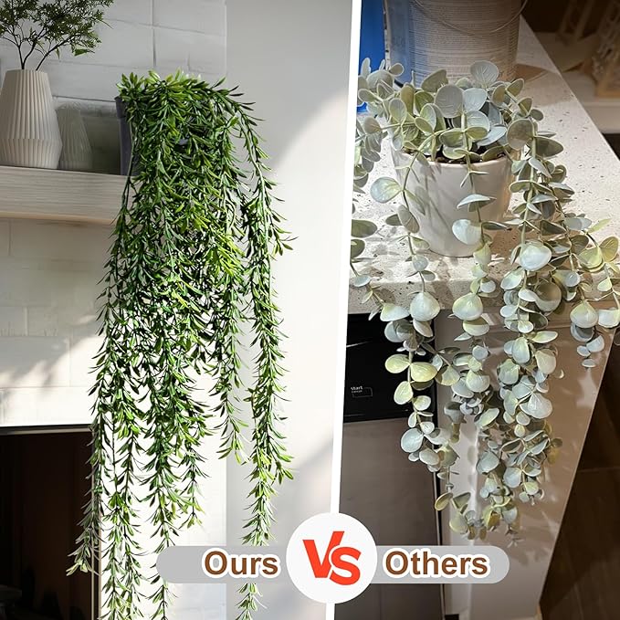Artificial Hanging Plant 2 Pcs Faux Plant Ivy Vine Faux Eucalyptus Vines Fake - Image 3