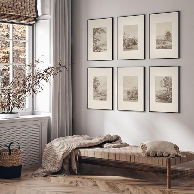 Joocrise Neutral Wall Art Decor Set of 6 Vintage Canvas Wall Art Rustic - Image 4