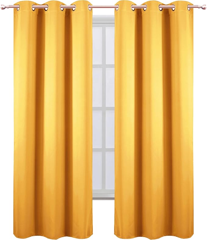 LEMOMO Yellow Thermal Blackout Curtains/42 x 84 Inch/Set of 2 Panels Room - Image 2
