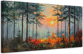 Ardemy Sunset Pines Wall Art Hand-Painted Texture Forest Canvas Painting by Ardemy