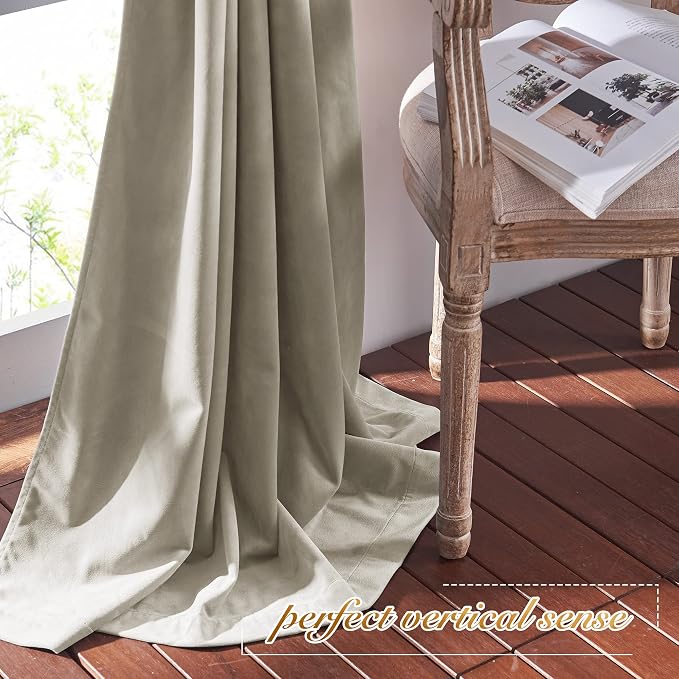 NICETOWN Camel Velvet Curtains 63 Inch Long 52 Wide, Room Darkening Vision - Image 7