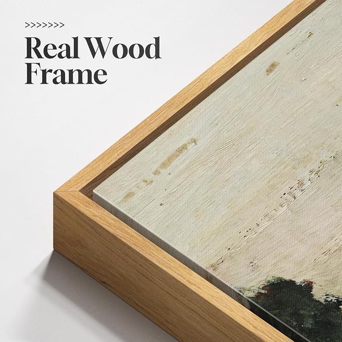 Framed Green Abstract Landscape Wall Art, Modern Minimalist Coastal Canvas - Image 5