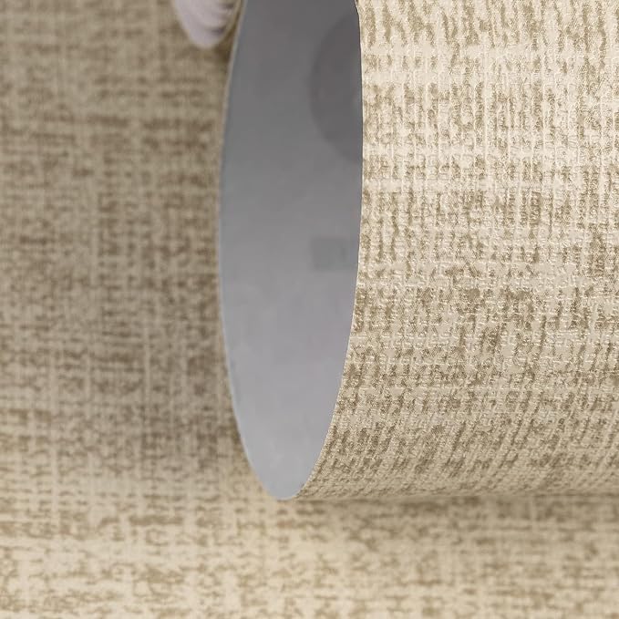 TANONE Khaki Contact Paper Peel and Stick Wallpaper, Grasscloth Beige Wallpaper - Image 2