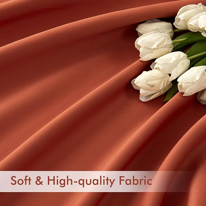 MIULEE Back Tab Burnt Orange Blackout Curtains 90 Inch Long 2 Panels Set - Image 6