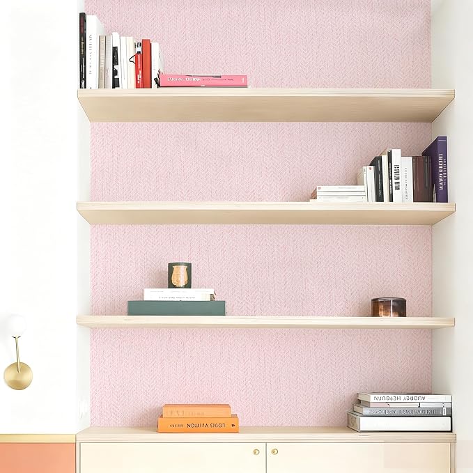 Pink Peel and Stick Wallpaper Textured Contact Paper Removable Wall Paper - Image 3