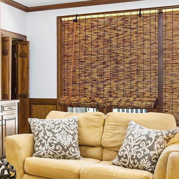 Bamboo Roll-up Shade, 2 Pack Roller Shutters Retro Curtains - Image 7