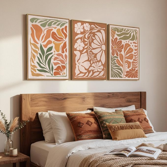 3 Piece Framed Boho Floral Wall Art - Image 2