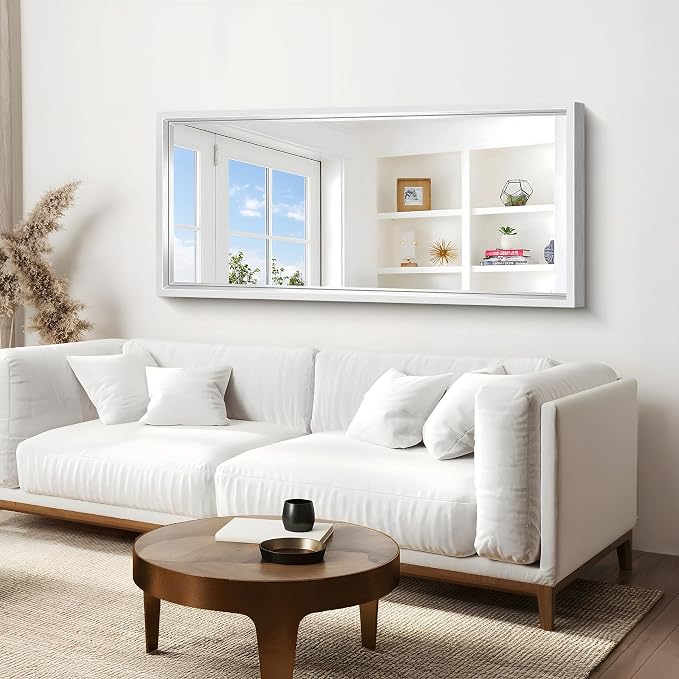 60"x28" Brushed Silver Bathroom Mirror, Large Rectangular Mirror - Image 3