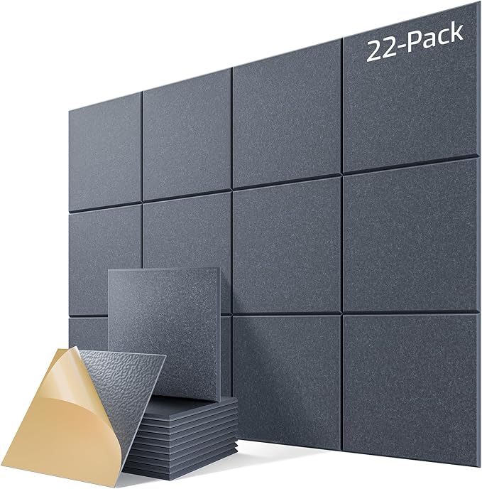 22 Pack Self-Adhesive Acoustic Panels, Soundproof Wall Panels by Lebenforce