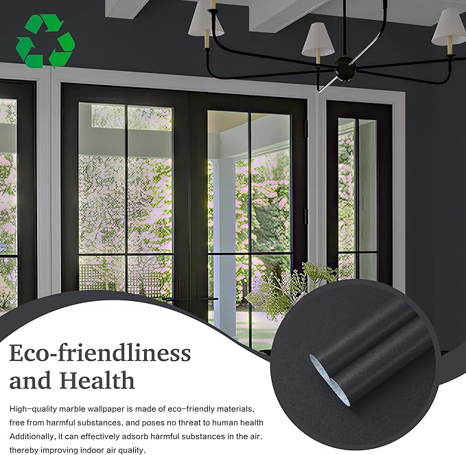Dimoon 17.7''x393'' Peel and Stick Wallpaper Dark Grey Contact Paper - Image 2