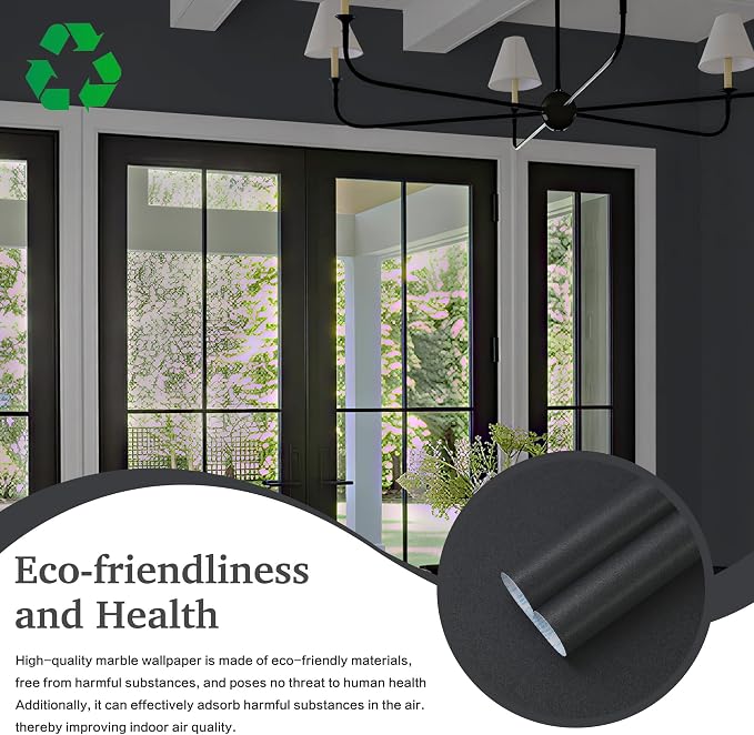 Dimoon 17.7''x118'' Peel and Stick Wallpaper Dark Grey Contact Paper - Image 2