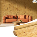 OUZUGIE 2 Pack 96x48 Inch Natural Bamboo Wall Panel – Yellow Burned Pole Wrap by OUZUGIE