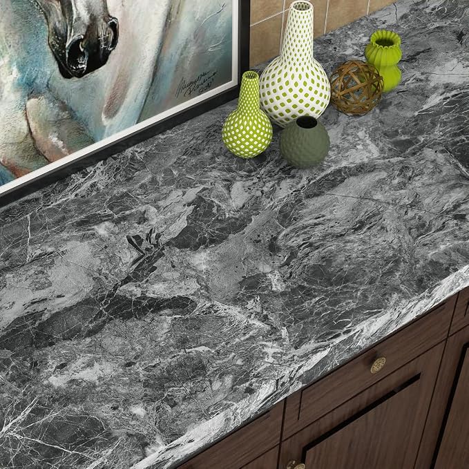 Livelynine Charcoal Concrete Wallpaper Peel and Stick Grey Contact Paper - Image 3