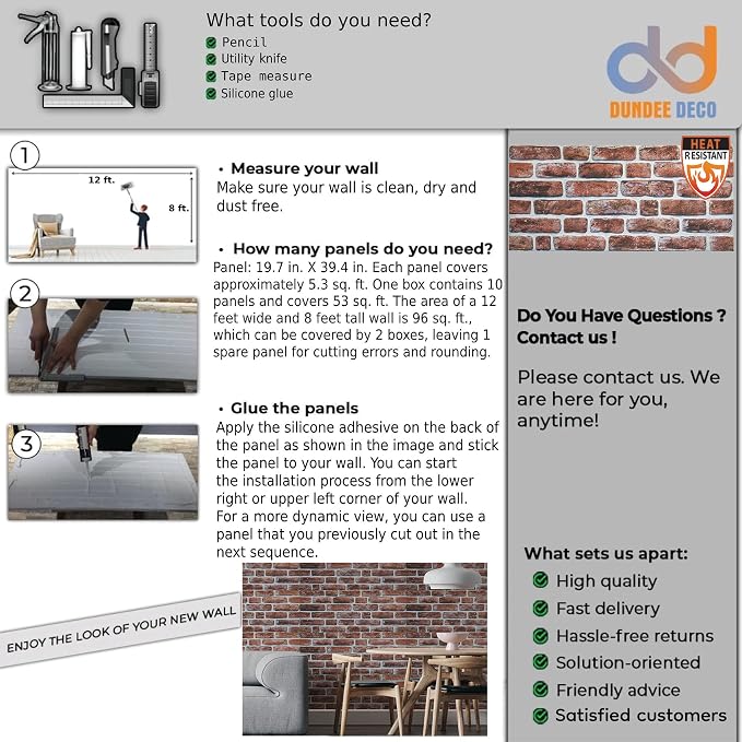 Dundee Deco 3D Wall Panels Faux Brick - Image 7