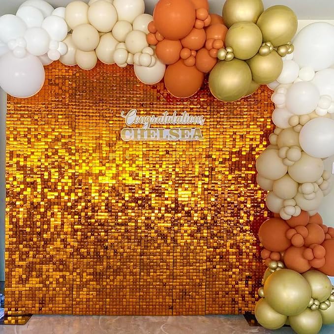 COKAOBE Orange Shimmer Wall Backdrop, Photo Backdrops - Image 7