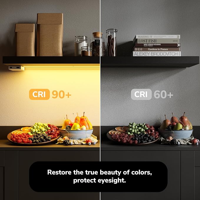 BAMEOS Floating Shelves with LED Light, Wall Mounted Wooden Shelves with - Image 7