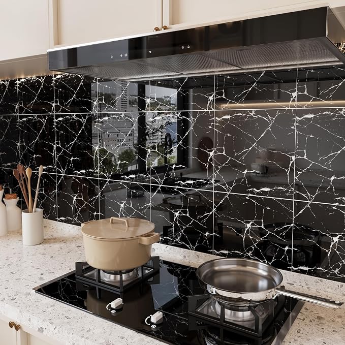 10pcs Peel and Stick Tile Shower Waterproof Marble Tiles Wall Panels, - Image 2